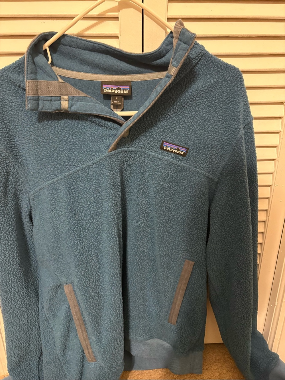 Patagonia Teal Sherpa Fleece Pullover Jacket